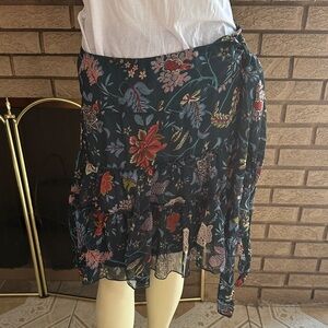 Lulu Castagnette Asymmetrical Floral Skirt - Black Multicolor